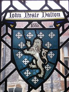 11_10_canondaltoncoatofarms.jpg - Detail of the stained glass window with Canon Dalton's Coat of Arms (October 2008 Issue)