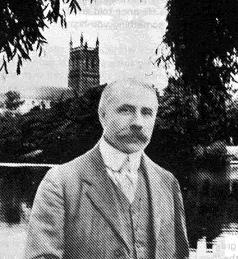 10_05_elgar.jpg - Sir Edward Elgar with Worcester Cathedral in the background (May 2007 Issue)
